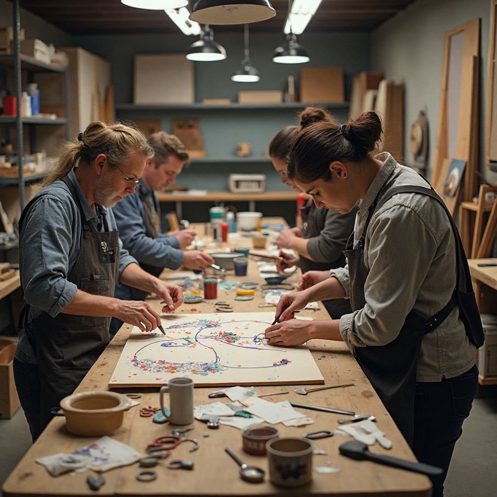 Escape room designers working on props